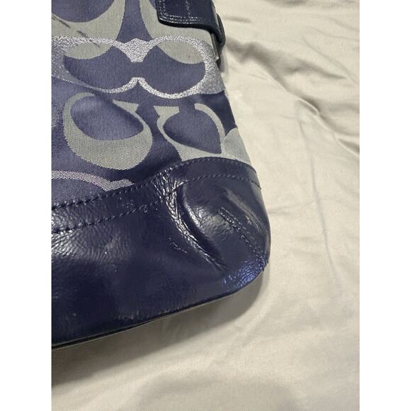 COACH crossbody bag authentic blue with silver - Picture 7 of 11